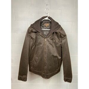 Pronto Uomo BLUE Hooded Jacket‎ Full Zip Brown Casual Lightweight Coat Men's LT